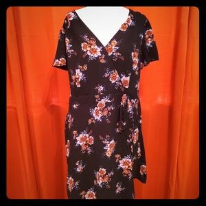 Floral faux wrap dress